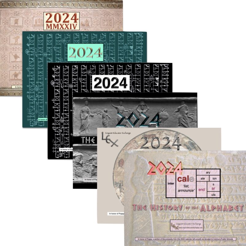 Stacked covers of the six styles of 2024 calendars